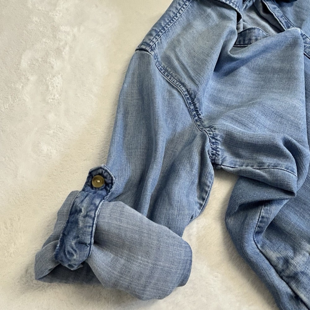 Anthropologie Cloth & Stone Chambray Denim Popover Shirt Dress Size Medium - Picture 9 of 12